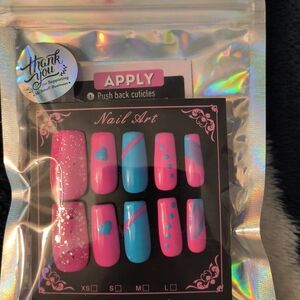 Press On Nails Pink and Blue